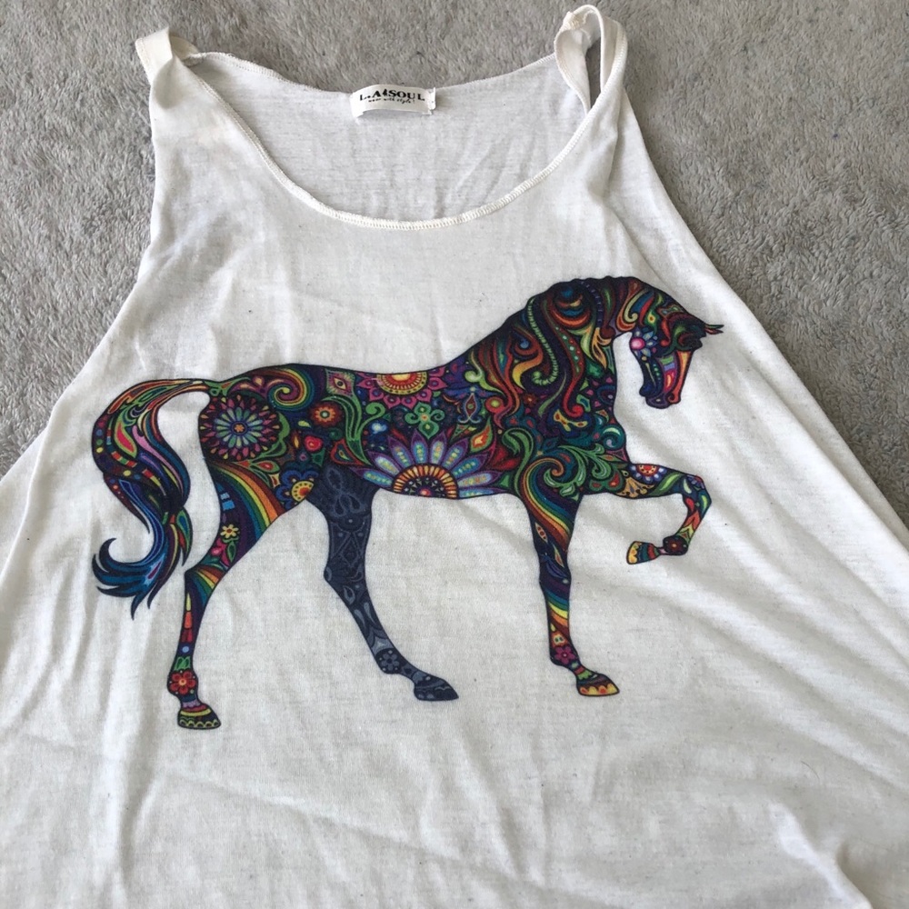 L.A Soul Colorful Horse TankTop Size Large